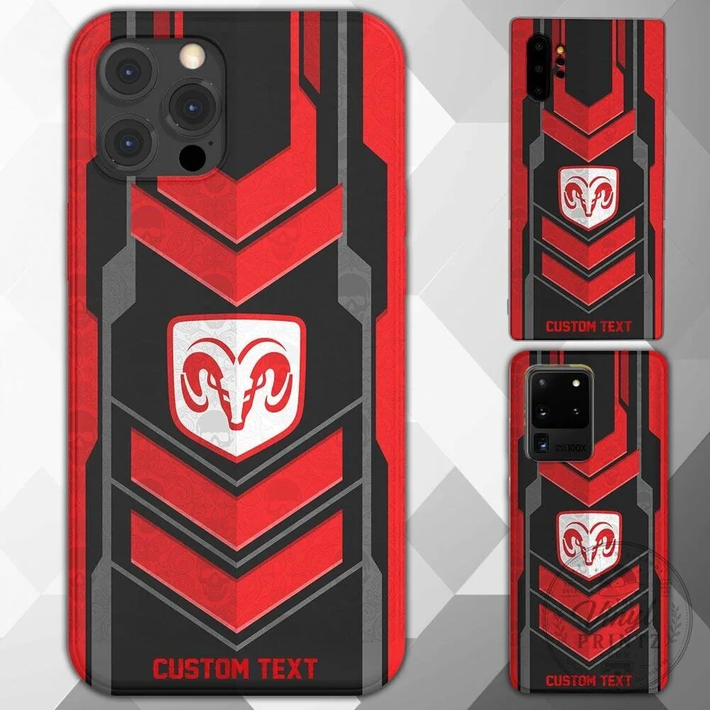 Dodge Ram Logo Red Black Pattern Custom Text Phone Case