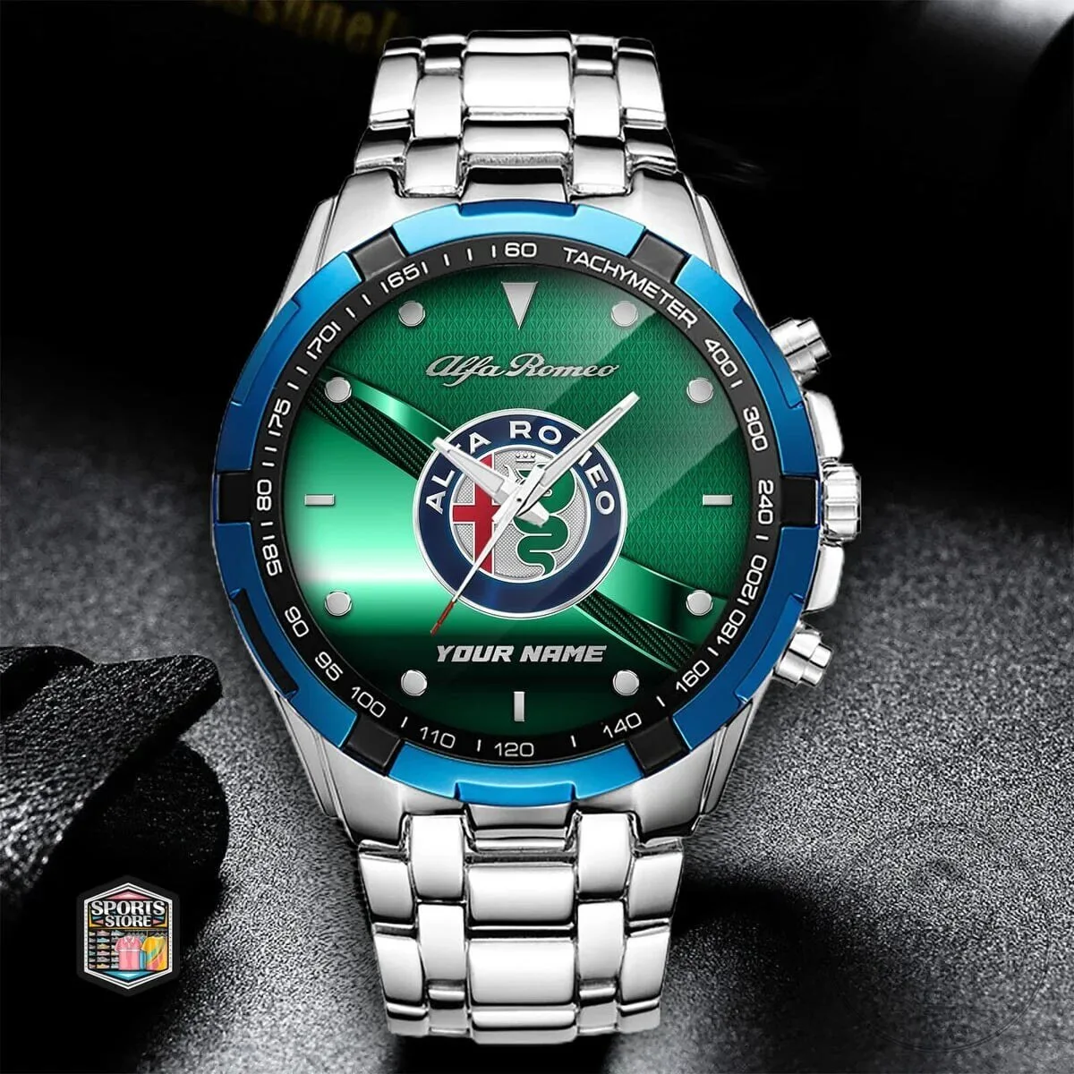 Alfa Romeo Car Logo Custom Name Stainless Steel Watch