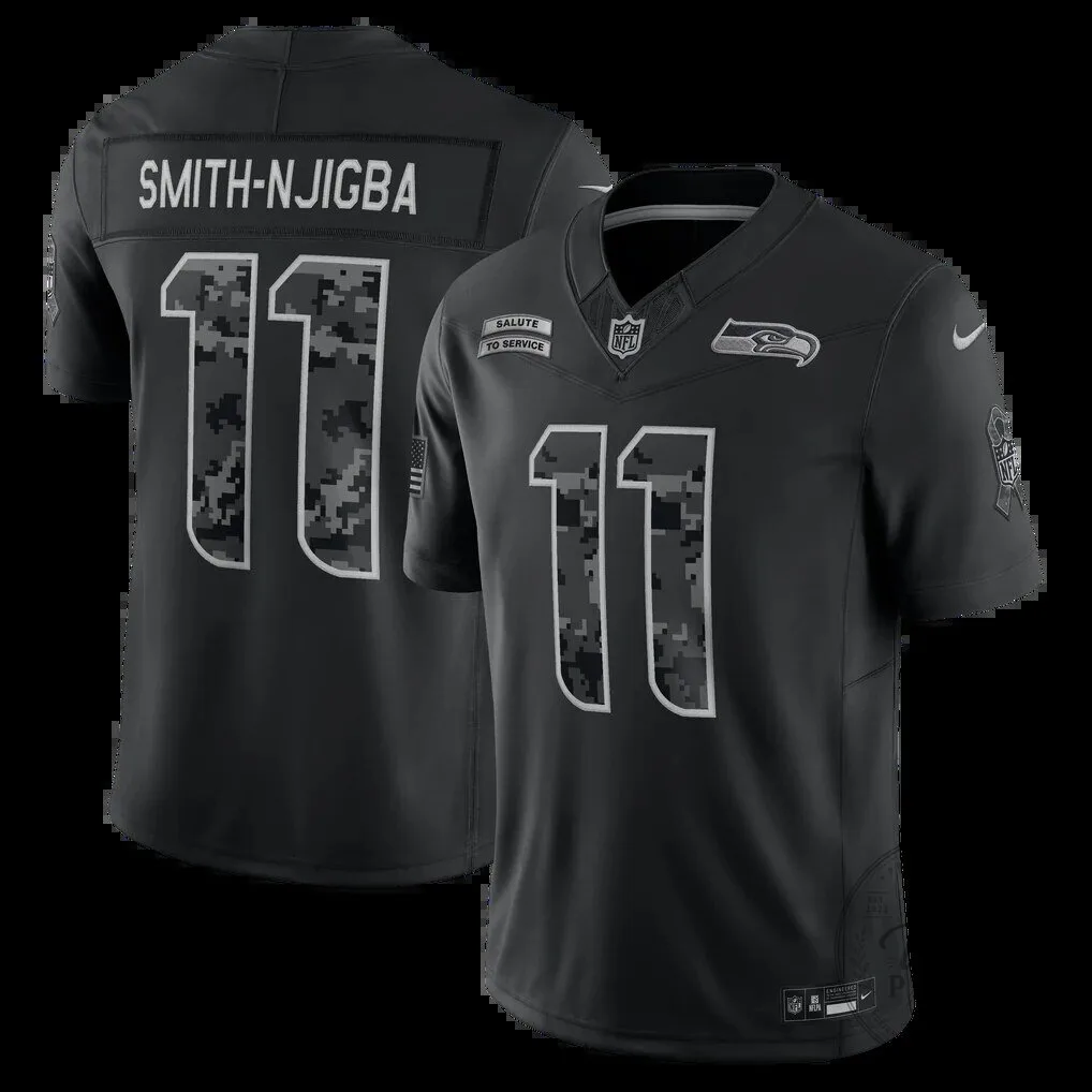 Black Football Jersey for Jaxon Smith-Njigba - Seattle Seahawks Salute To Service Edition