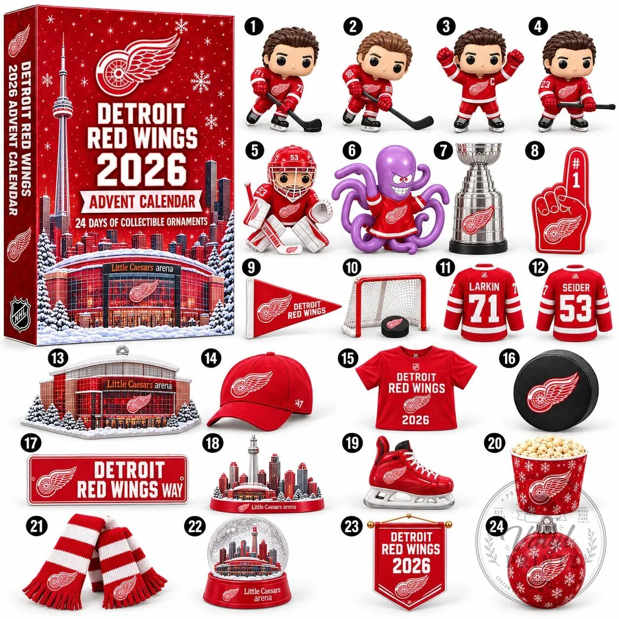 Detroit Red Wings 2026 Advent Calendar 24 Days of Collectible Ornaments 2 Detroit Red Wings 2026 Advent Calendar 24 Days of Collectible Ornaments