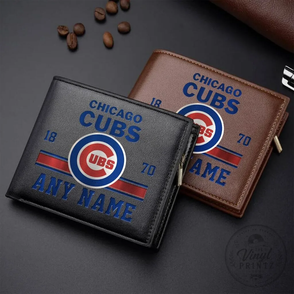 Chicago Cubs Personalized Name Leather Wallet for Baseball Fans