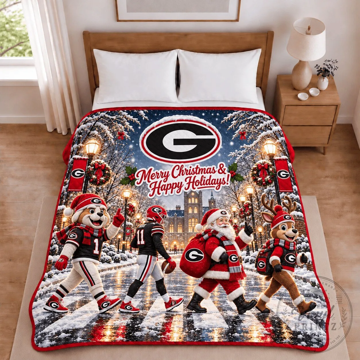 Georgia Bulldogs Christmas Football Holiday Blanket for Fans 2 Georgia Bulldogs Christmas Football Holiday Blanket for Fans
