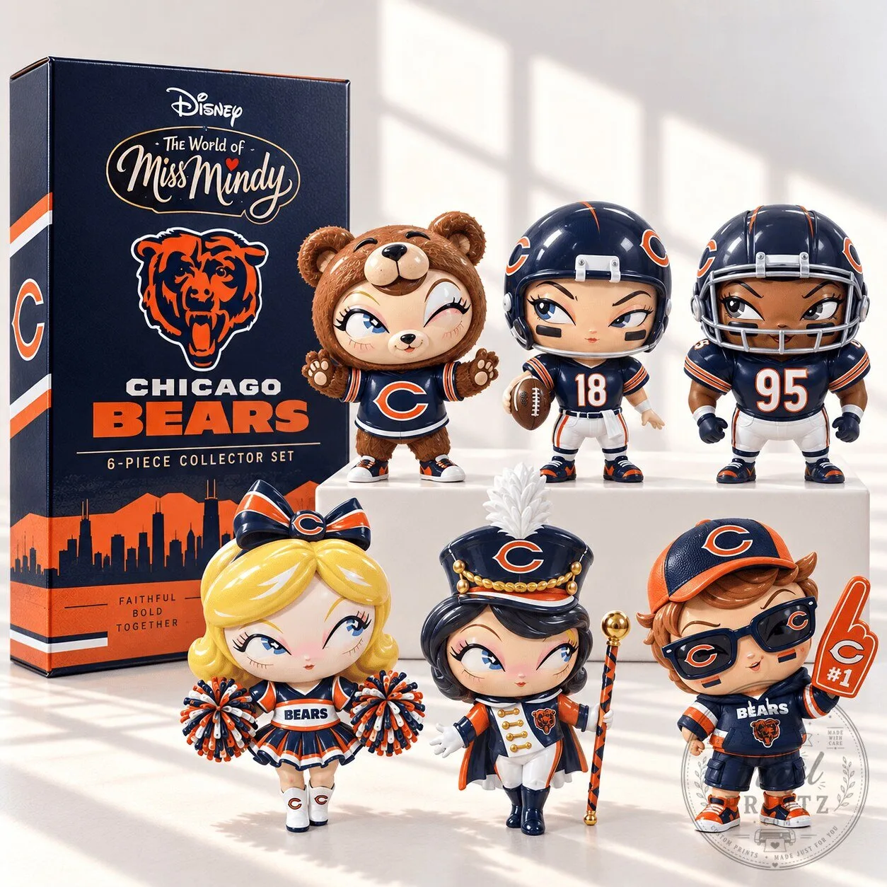 Disney Miss Mindy Chicago Bears NFL Football 6-Piece Collector Figurine Set 5 Disney Miss Mindy Chicago Bears NFL Football 6-Piece Collector Figurine Set