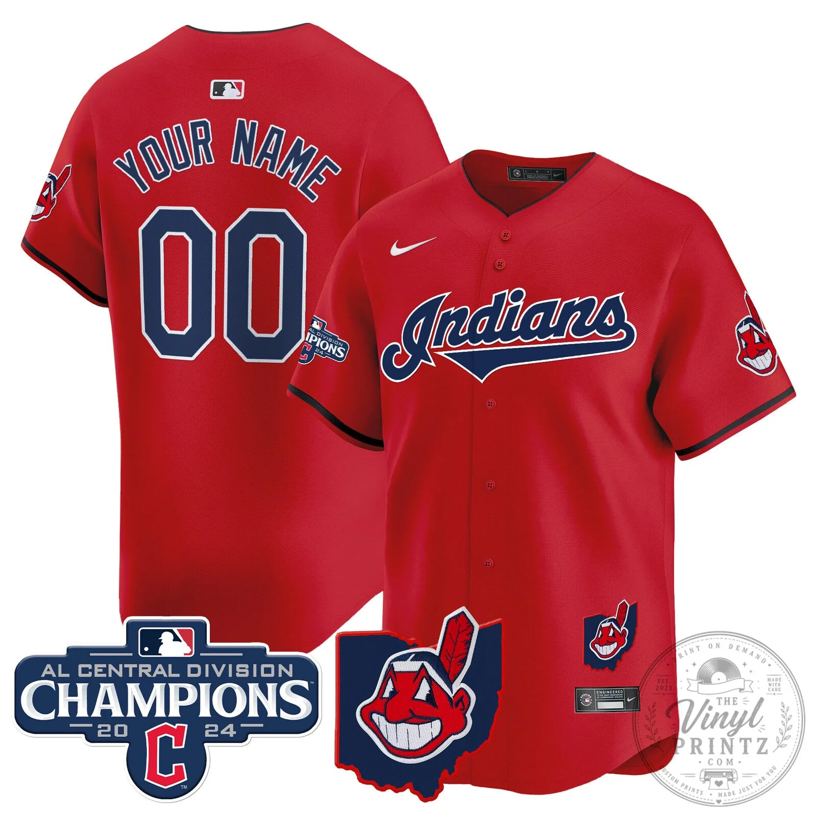 Cleveland Indians 2024 AL Central Division Champions Black Baseball Jersey 13 Cleveland Indians 2024 AL Central Division Champions Black Baseball Jersey