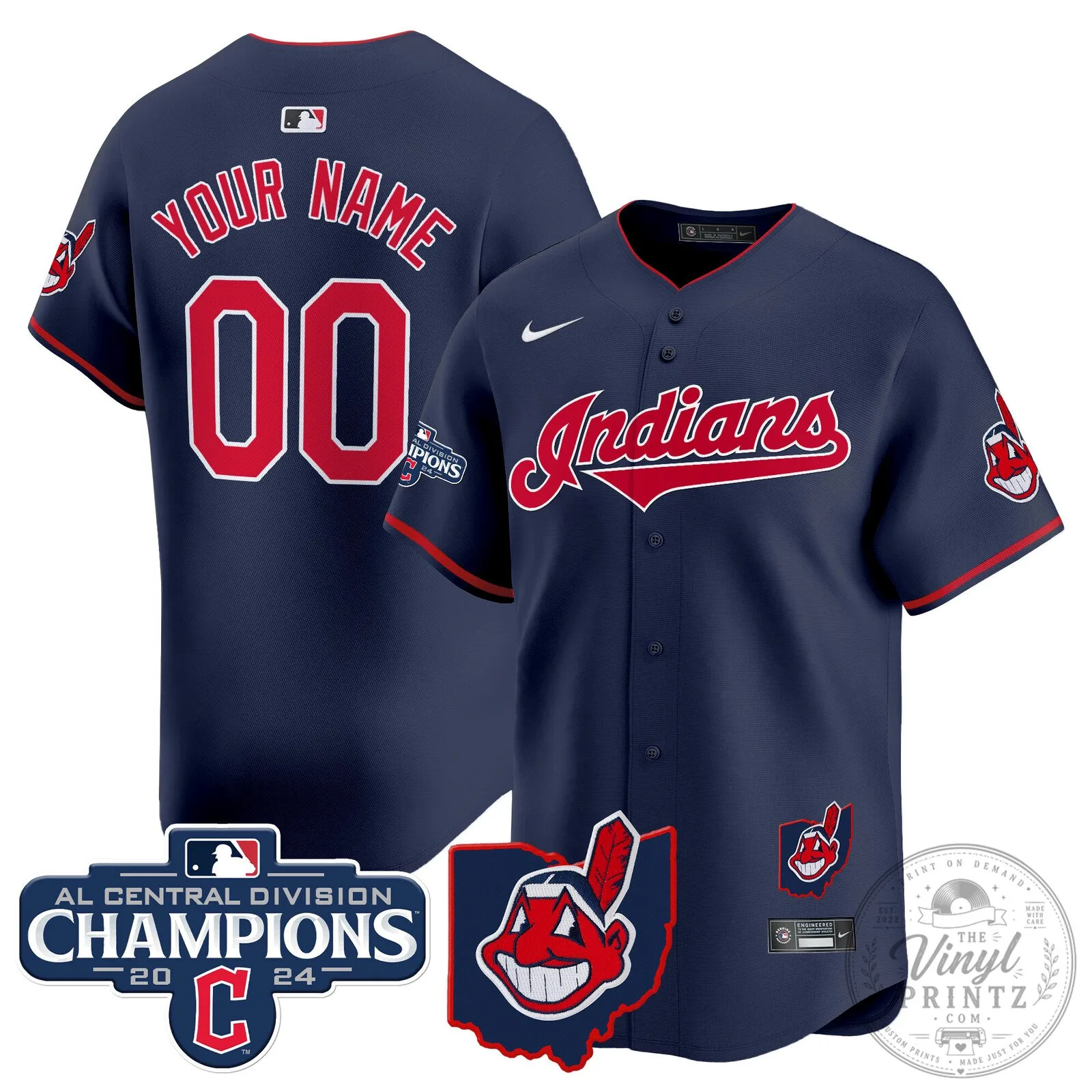 Cleveland Indians 2024 AL Central Division Champions Black Baseball Jersey 14 Cleveland Indians 2024 AL Central Division Champions Black Baseball Jersey