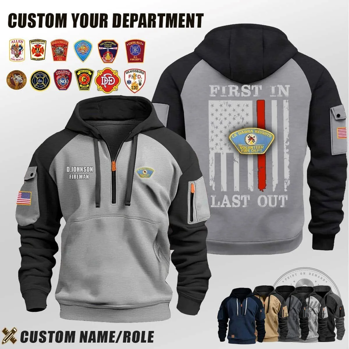 La Habra Heights Volunteer Fire Department First In Last Out Firefighter Hoodie 9 La Habra Heights Volunteer Fire Department First In Last Out Firefighter Hoodie