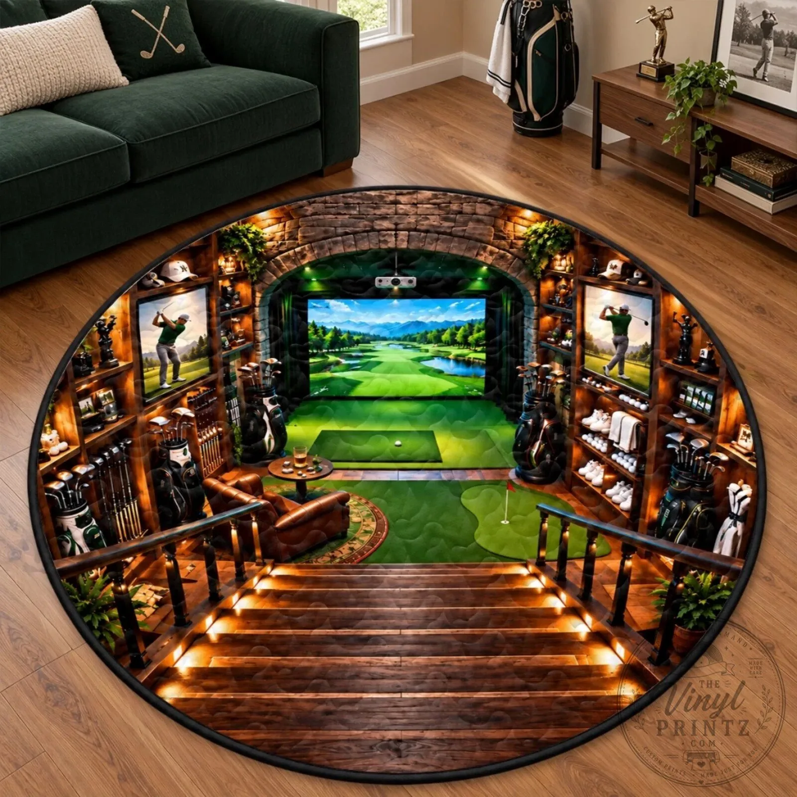 Scenic Golf Course Landscape Round Rug - Personalized Quilted Floor Mat Decor 12 Scenic Golf Course Landscape Round Rug - Personalized Quilted Floor Mat Decor