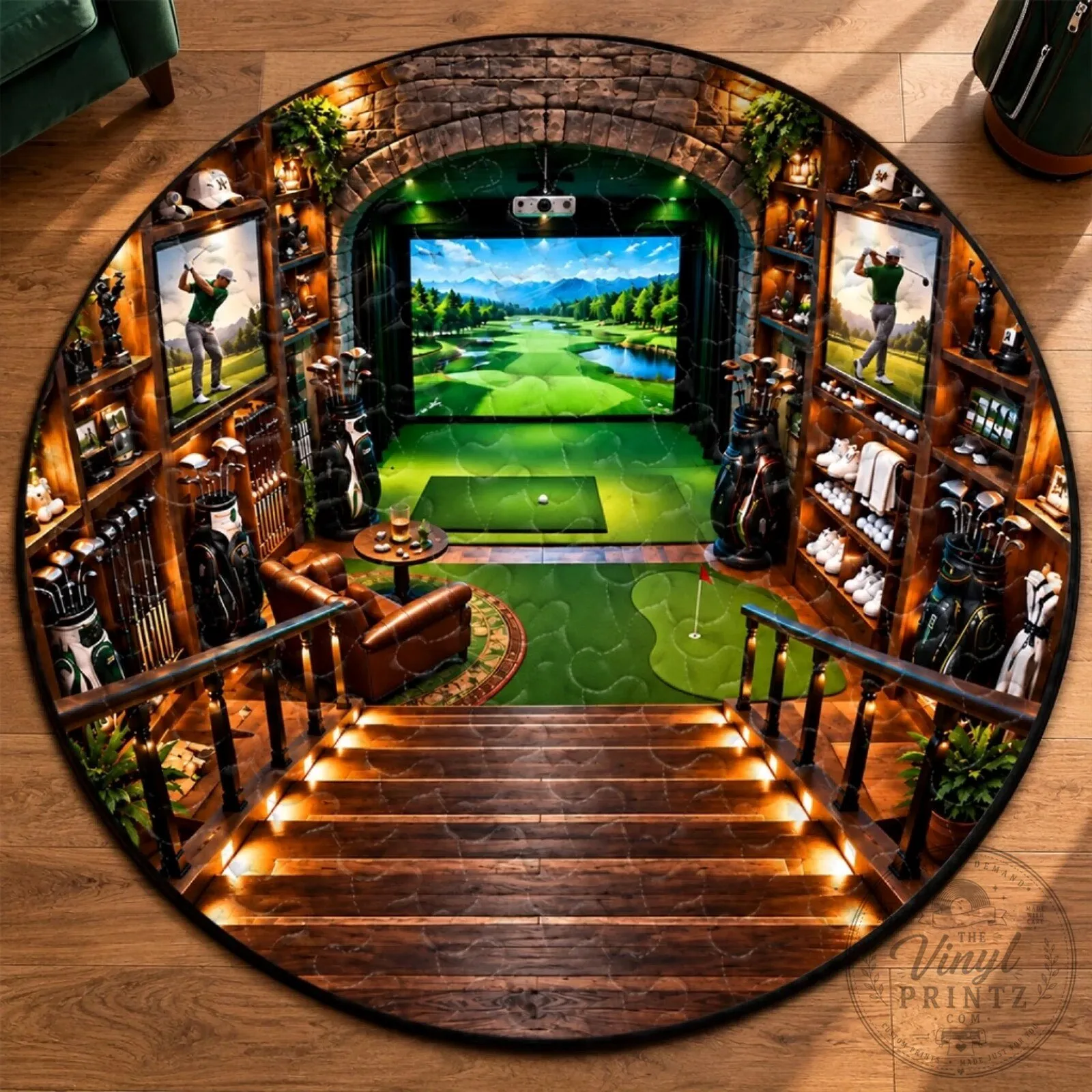Scenic Golf Course Landscape Round Rug - Personalized Quilted Floor Mat Decor 13 Scenic Golf Course Landscape Round Rug - Personalized Quilted Floor Mat Decor