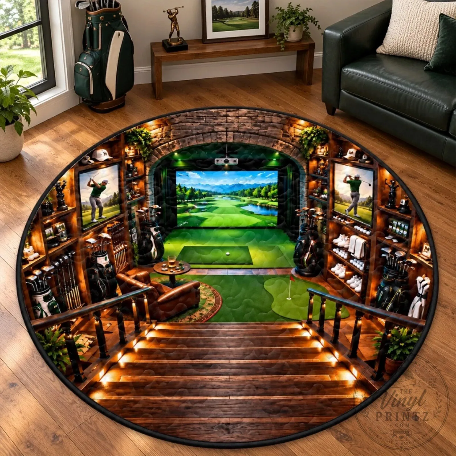 Scenic Golf Course Landscape Round Rug - Personalized Quilted Floor Mat Decor 15 Scenic Golf Course Landscape Round Rug - Personalized Quilted Floor Mat Decor