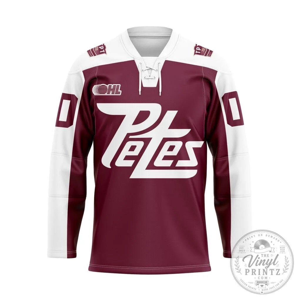 Peterborough Petes OHL Personalized Maroon Lace Hockey Jersey