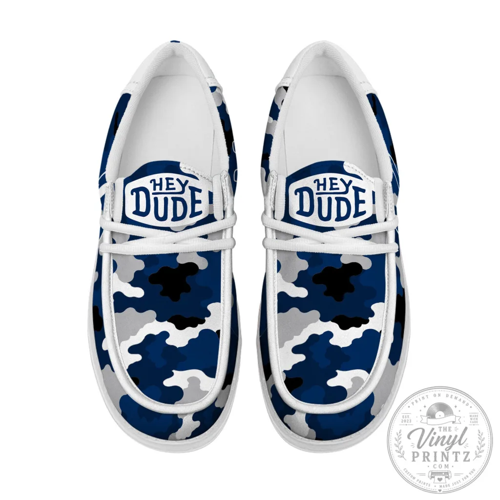 Hey Dude Shoes Blue Camouflage Pattern Casual Slip-On Loafers Hey Dude Shoes Blue Camouflage Pattern Casual Slip-On Loafers