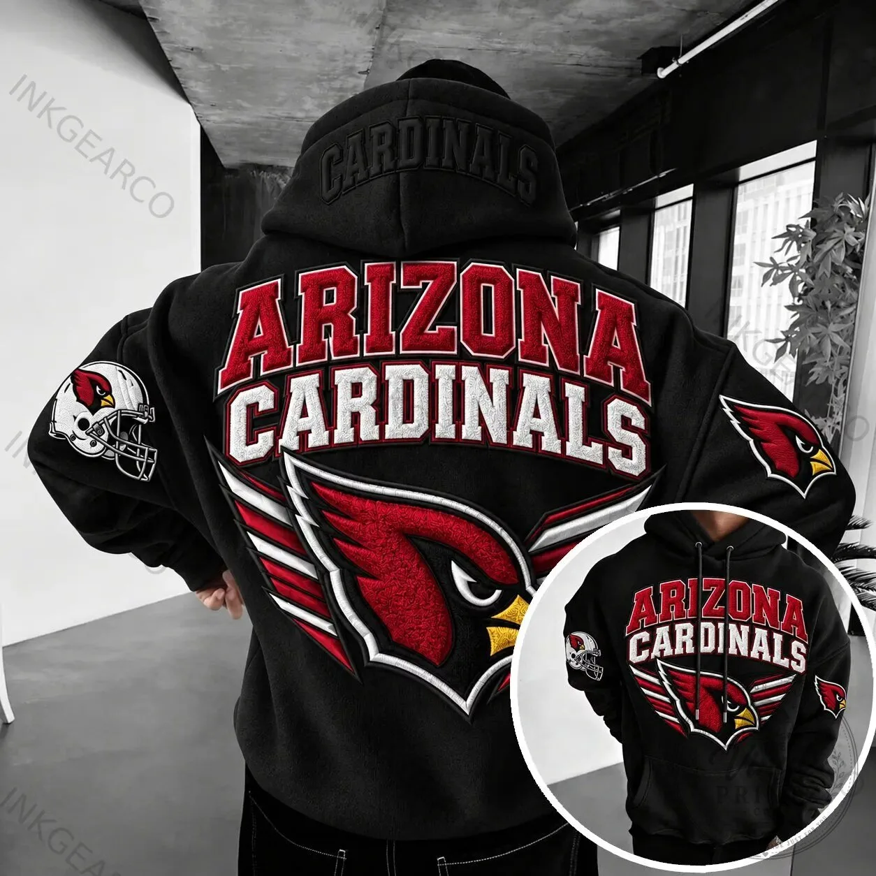 Arizona Cardinals Football Team Logo Black Pullover Hoodie 1 Arizona Cardinals Football Team Logo Black Pullover Hoodie