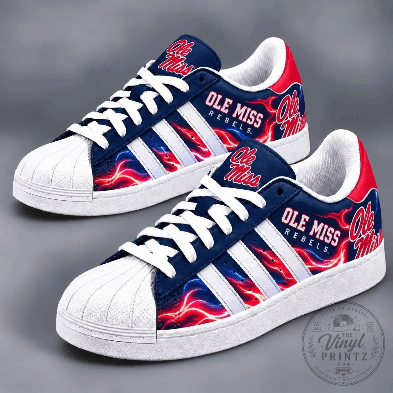 Ole Miss Rebels NCAA Scarlet Thunder Superstar Shoes 1 Ole Miss Rebels NCAA Scarlet Thunder Superstar Shoes