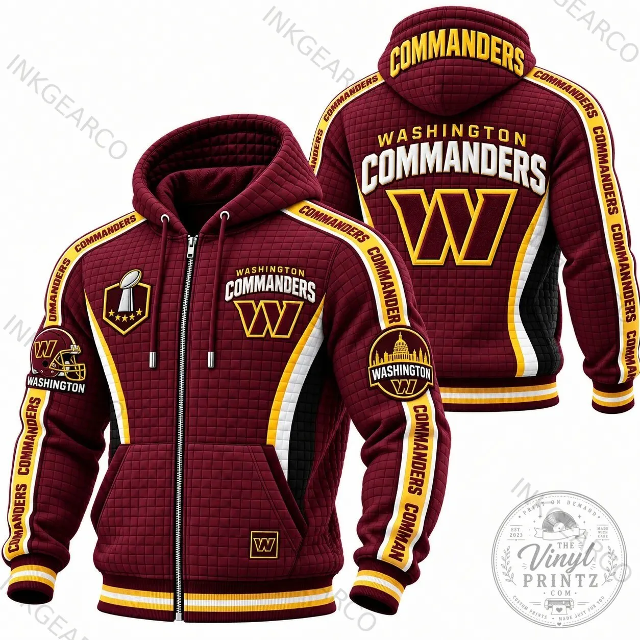 Washington Commanders NFL Football Team Logo Full-Zip Hoodie