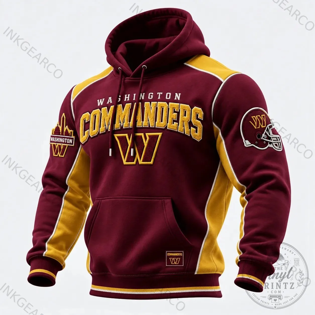 Washington Commanders Football Team Maroon and Gold Fan Hoodie