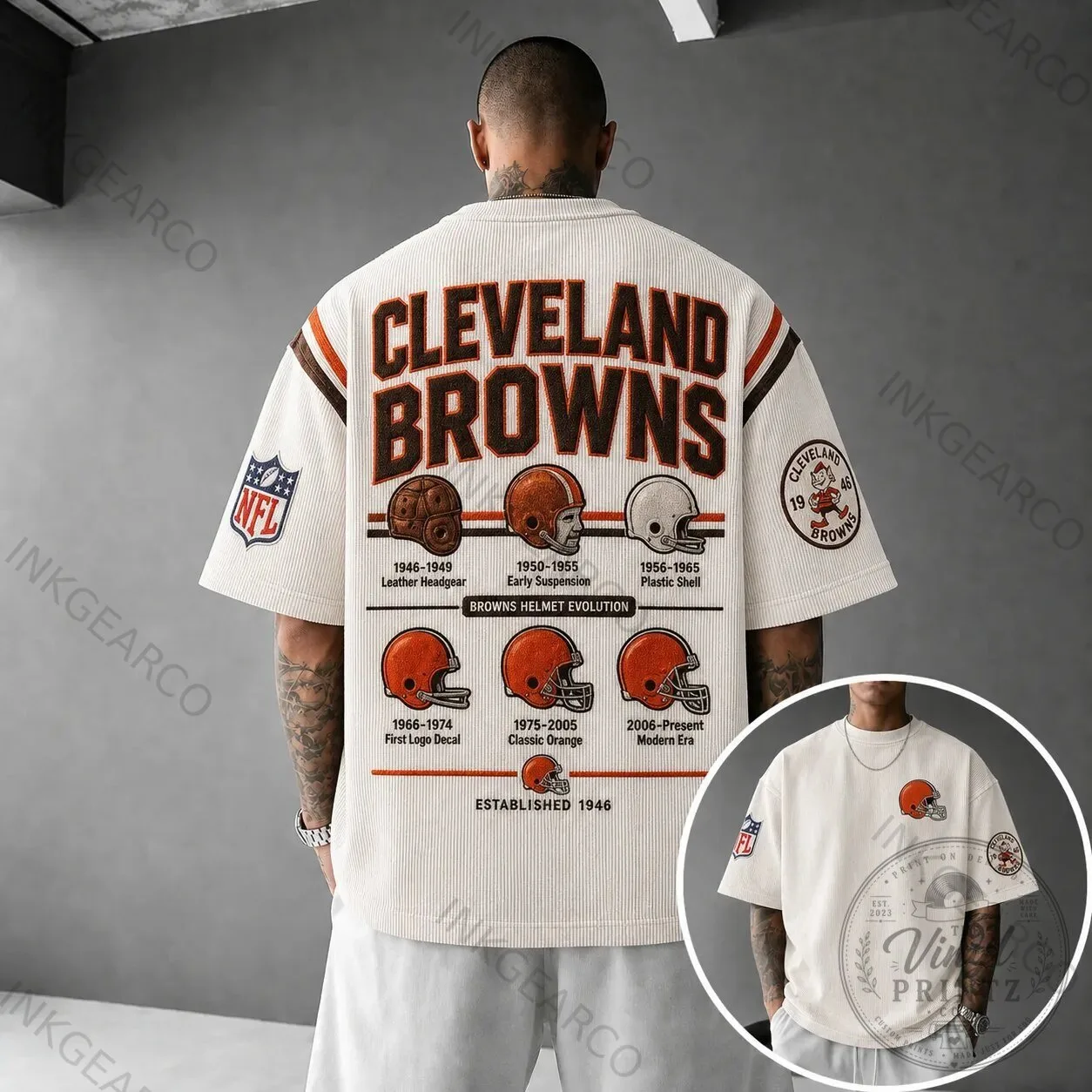 Cleveland Browns Helmet Evolution NFL Football Team Fan T-Shirt 1 Cleveland Browns Helmet Evolution NFL Football Team Fan T-Shirt