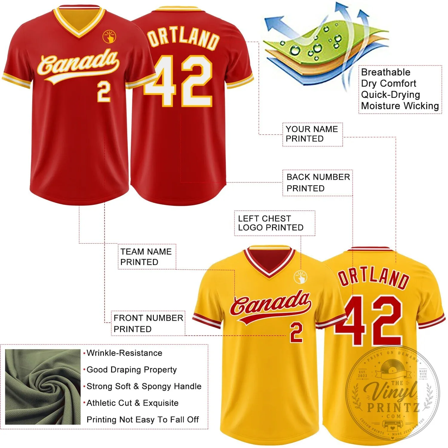 Custom Baseball Team Red Gold White Reversible V-Neck Short Sleeve Baseball Jersey 15 Custom Baseball Team Red Gold White Reversible V-Neck Short Sleeve Baseball Jersey