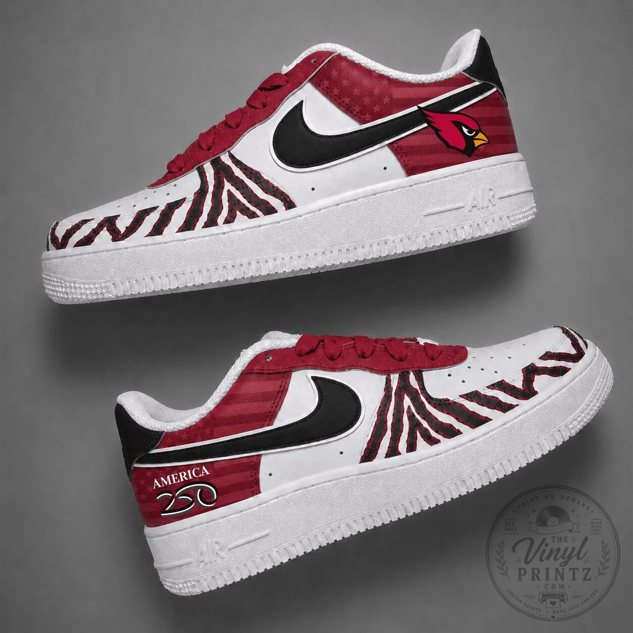 Arizona Cardinals American Flag 250 Years of Freedom Custom Shoes