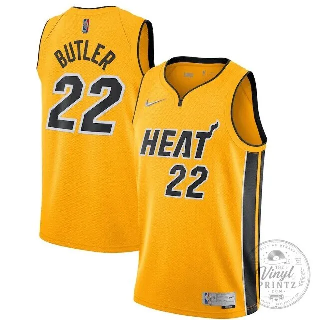 Miami Heat Jimmy Butler Earned Edition Yellow Basketball Jersey