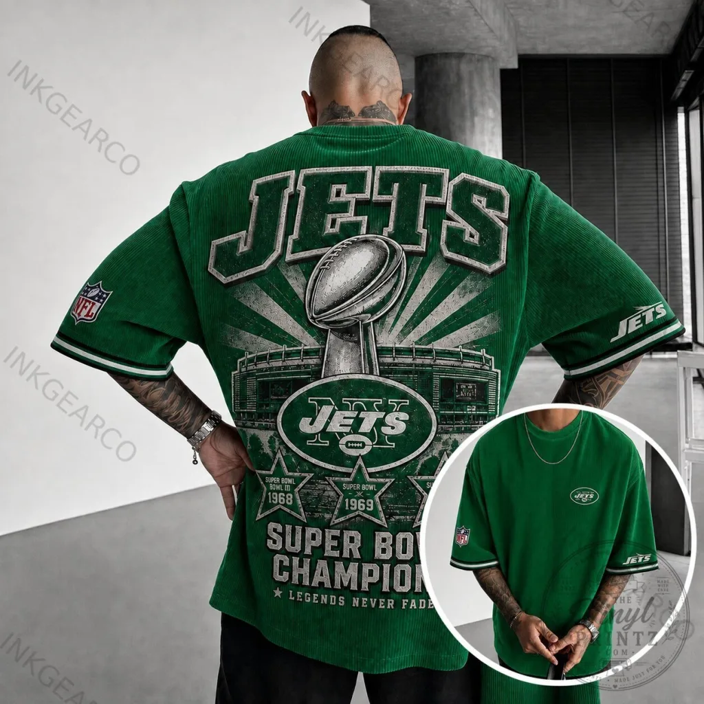 New York Jets Super Bowl Champion Legends Never Fade Green T-Shirt New York Jets Super Bowl Champion Legends Never Fade Green T-Shirt