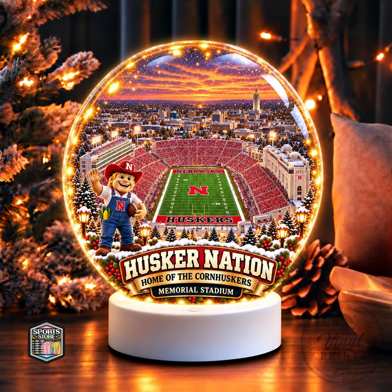 Nebraska Cornhuskers Memorial Stadium Husker Nation Christmas Snow Globe 5 Nebraska Cornhuskers Memorial Stadium Husker Nation Christmas Snow Globe