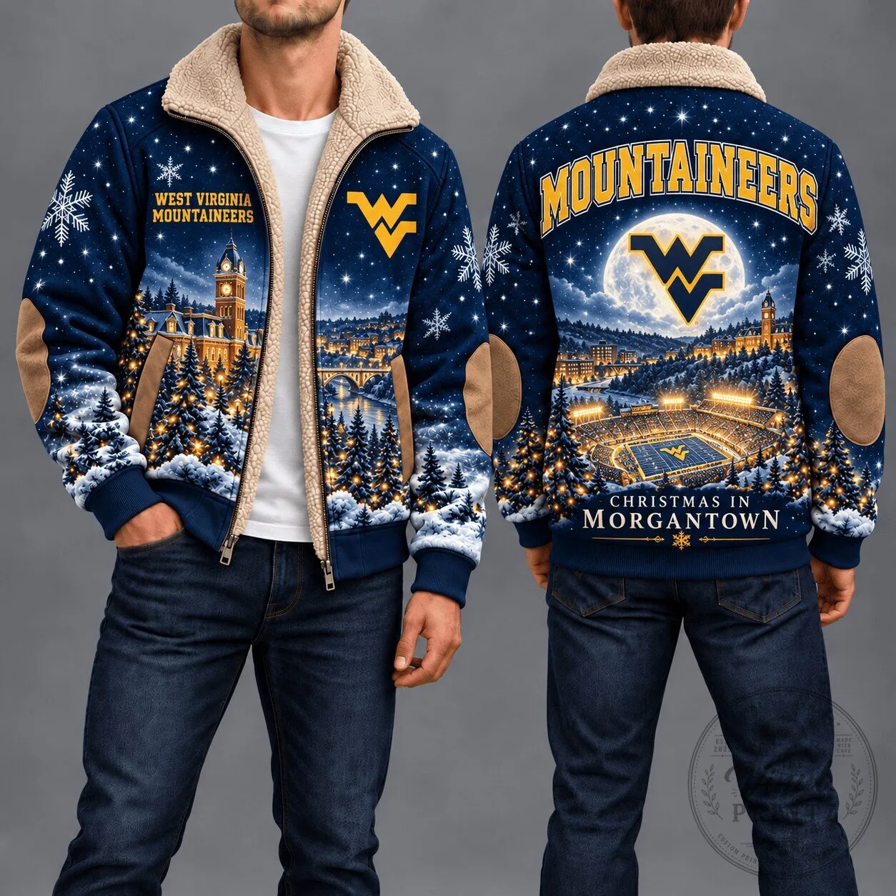West Virginia Mountaineers Christmas In Morgantown Fleece Jacket