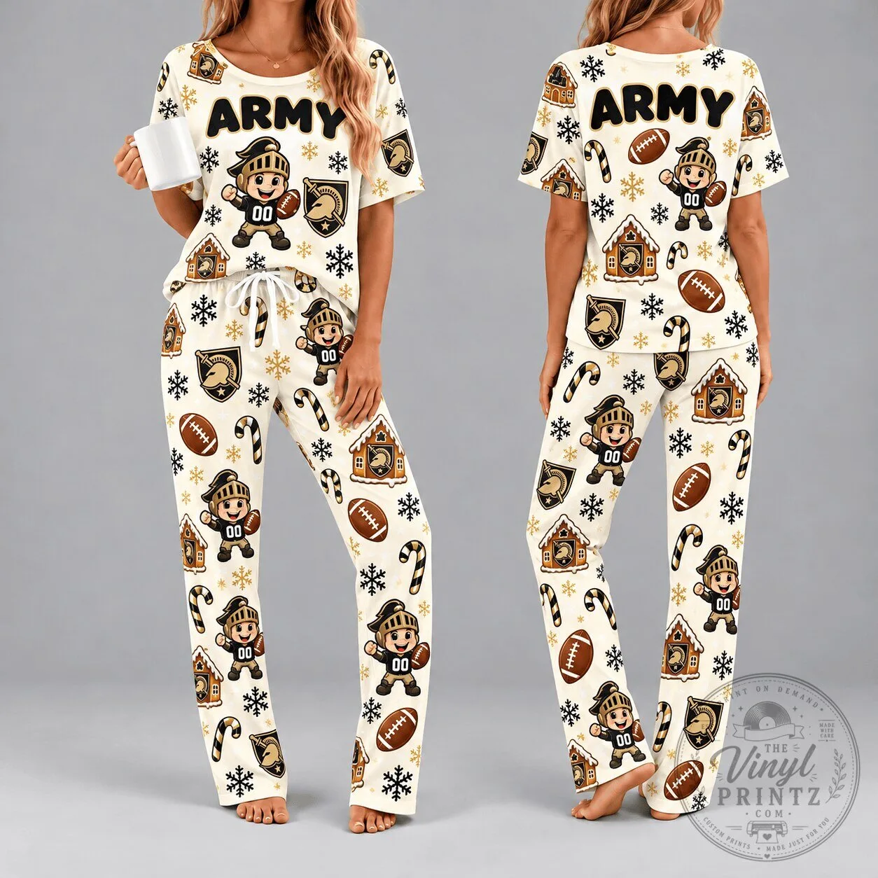 Army Black Knights Christmas Holiday Women's Two-Piece Pajama Set