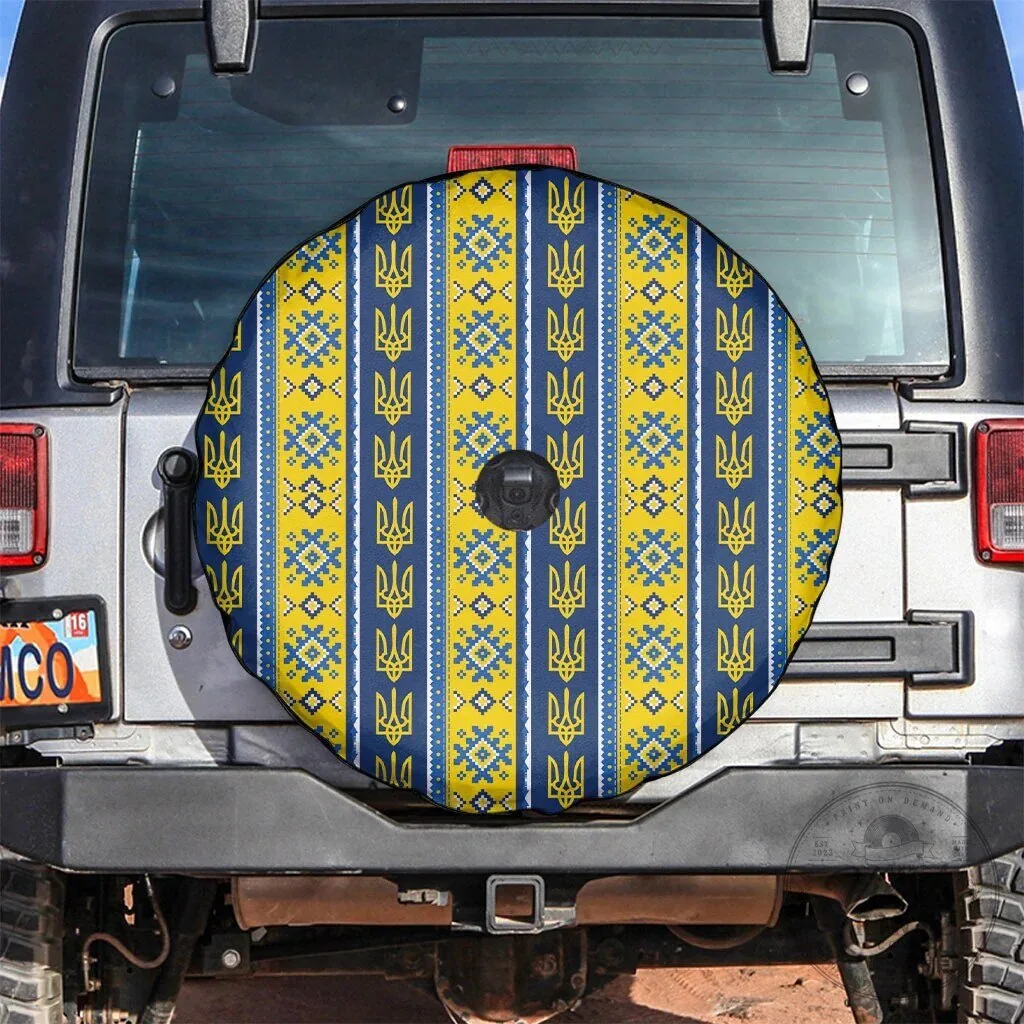 Ukrainian Trident Pattern Blue Yellow Christmas Spare Tire Cover 9 Ukrainian Trident Pattern Blue Yellow Christmas Spare Tire Cover