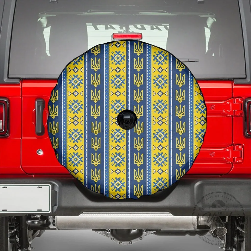 Ukrainian Trident Pattern Blue Yellow Christmas Spare Tire Cover 10 Ukrainian Trident Pattern Blue Yellow Christmas Spare Tire Cover