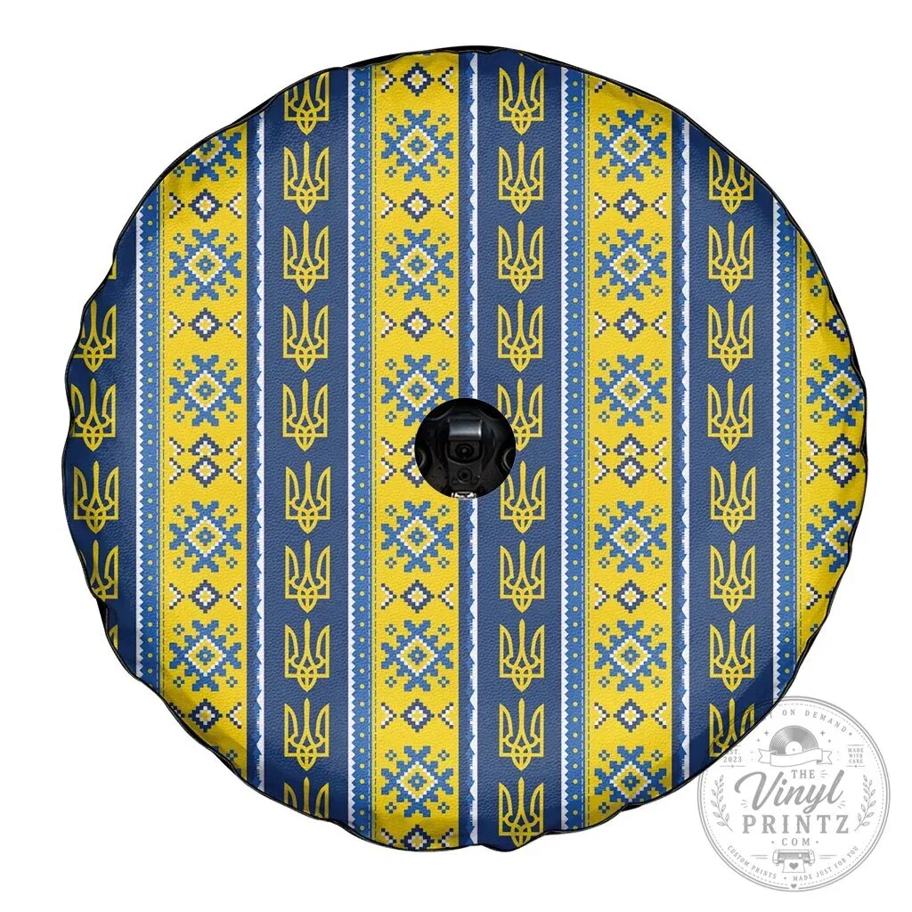 Ukrainian Trident Pattern Blue Yellow Christmas Spare Tire Cover 12 Ukrainian Trident Pattern Blue Yellow Christmas Spare Tire Cover