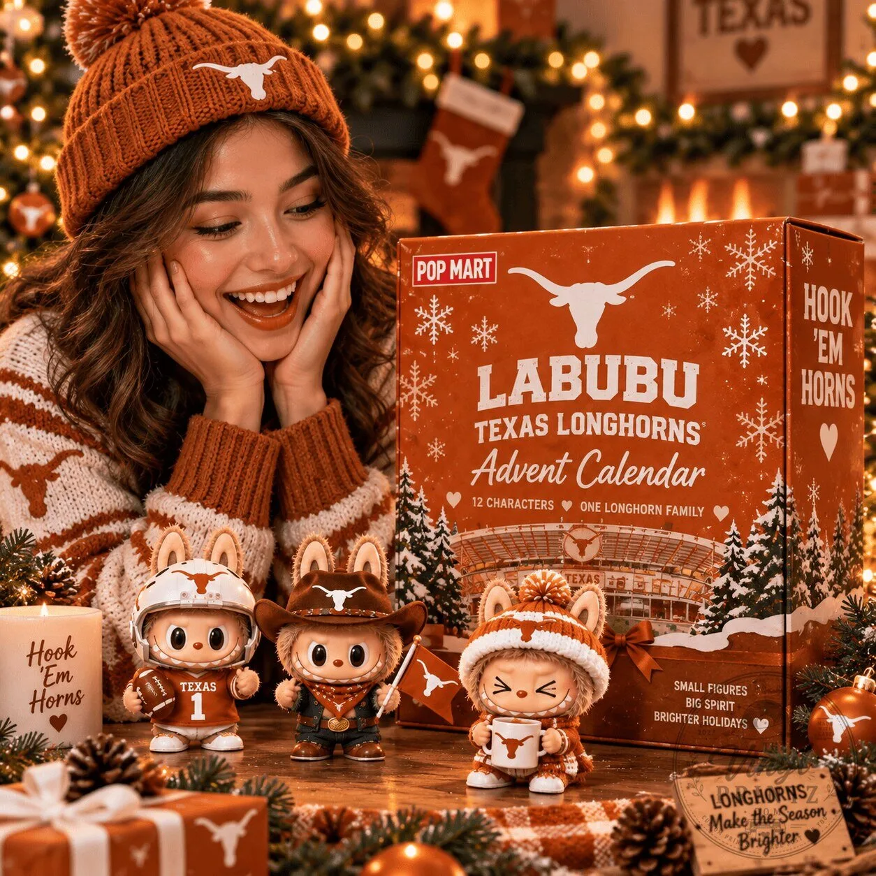 Texas Longhorns Labubu Pop Mart Christmas Advent Calendar Collectible Gift 1 Texas Longhorns Labubu Pop Mart Christmas Advent Calendar Collectible Gift