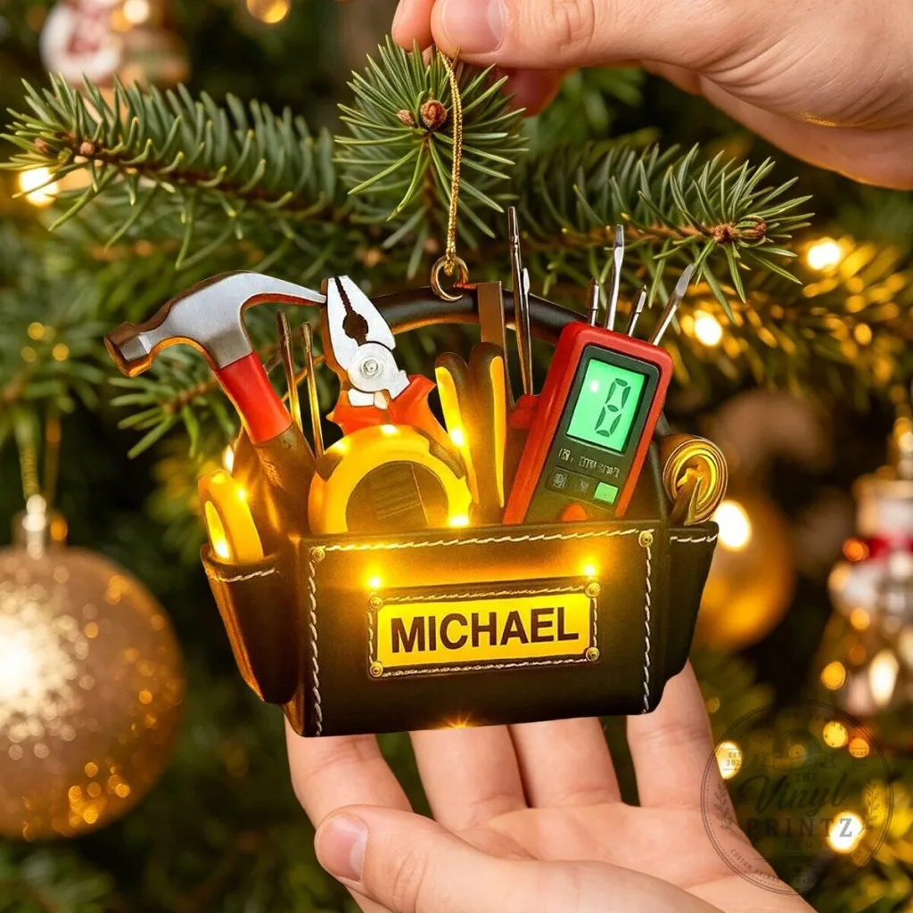 Custom Christmas Tree Ornament featuring an Electrician Tool Bag 31 Custom Christmas Tree Ornament featuring an Electrician Tool Bag
