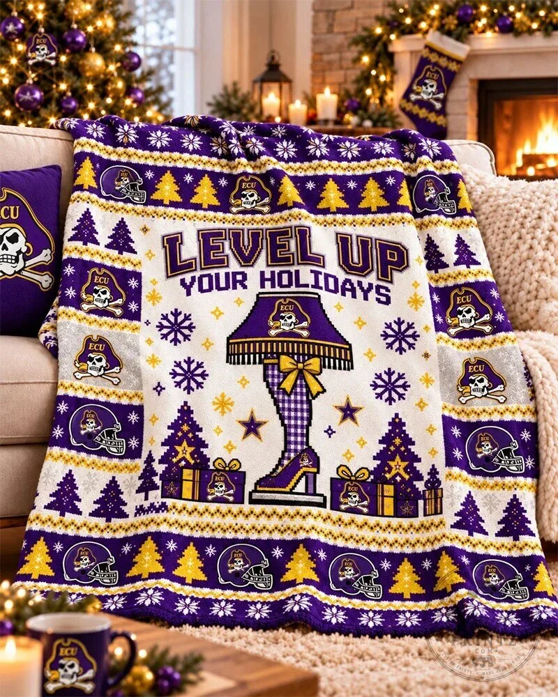 East Carolina Pirates Level Up Your Holidays Christmas Flannel Blanket 5 East Carolina Pirates Level Up Your Holidays Christmas Flannel Blanket
