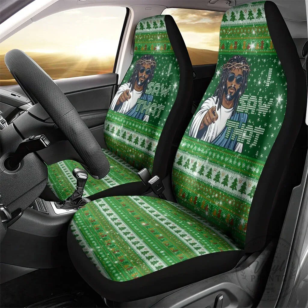 Black Jesus Ugly Christmas Sweater Pattern Car Seat Cover 8 Black Jesus Ugly Christmas Sweater Pattern Car Seat Cover
