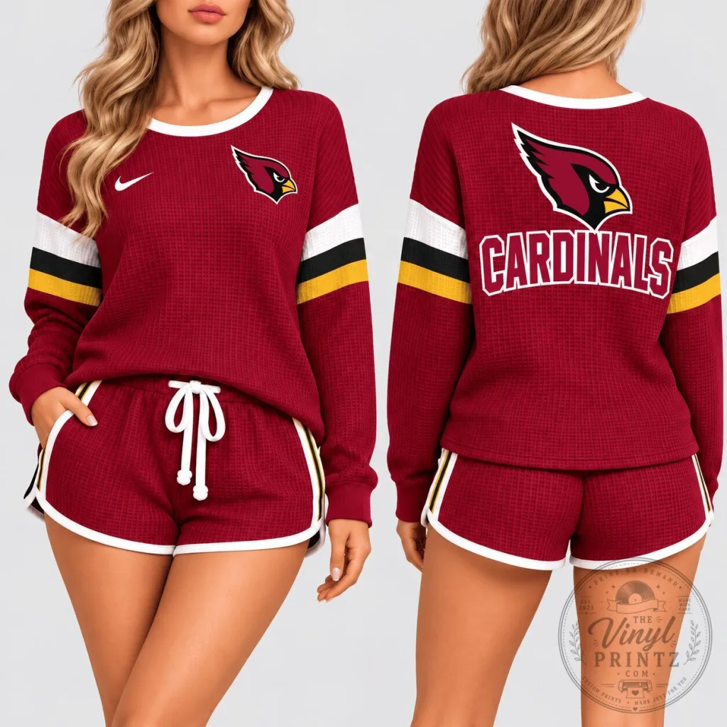 Arizona Cardinals Women's Waffle Knit Long Sleeve Top and Shorts Set Arizona Cardinals Women's Waffle Knit Long Sleeve Top and Shorts Set