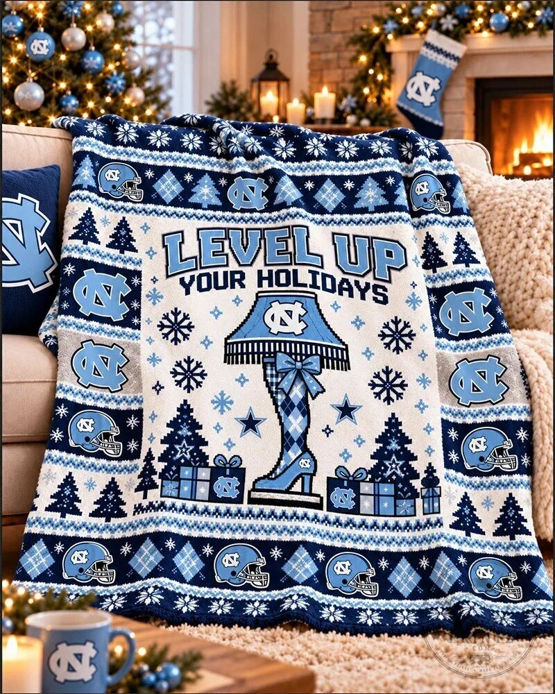 North Carolina Tar Heels Christmas Level Up Your Holidays Flannel Blanket 1 North Carolina Tar Heels Christmas Level Up Your Holidays Flannel Blanket