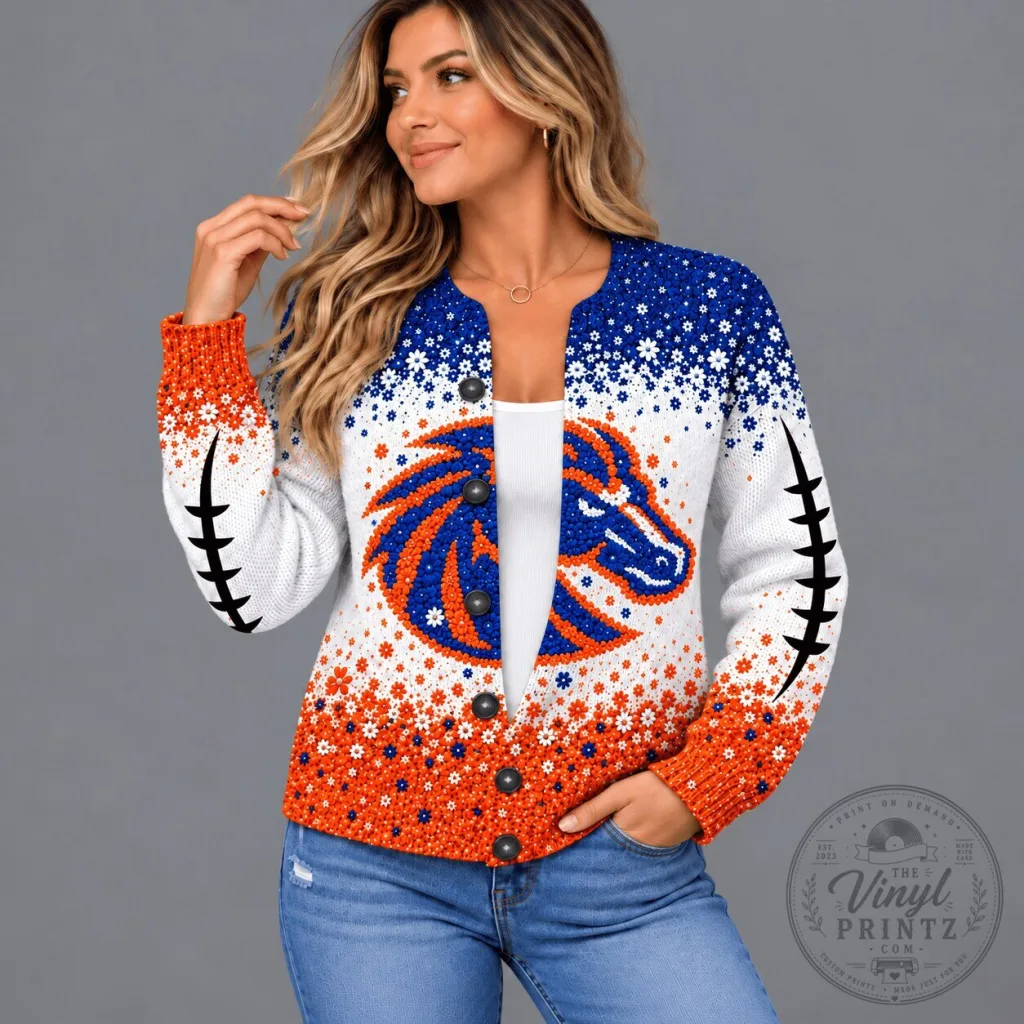 Boise State Broncos NCAA Floral Heritage Button Down Cardigan Sweater Boise State Broncos NCAA Floral Heritage Button Down Cardigan Sweater