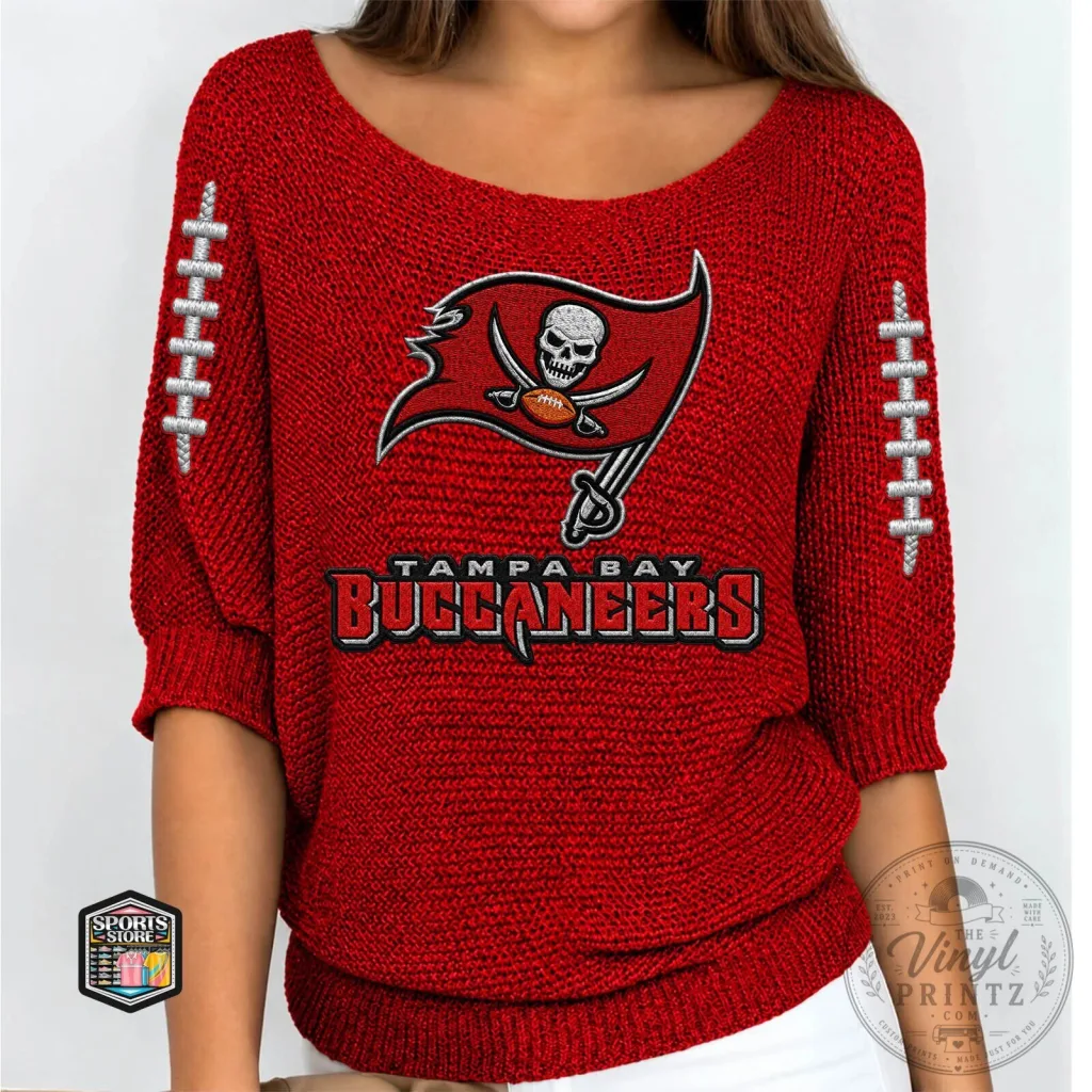 Tampa Bay Buccaneers Football Team Logo Red Knitted Sweater for Women Tampa Bay Buccaneers Football Team Logo Red Knitted Sweater for Women