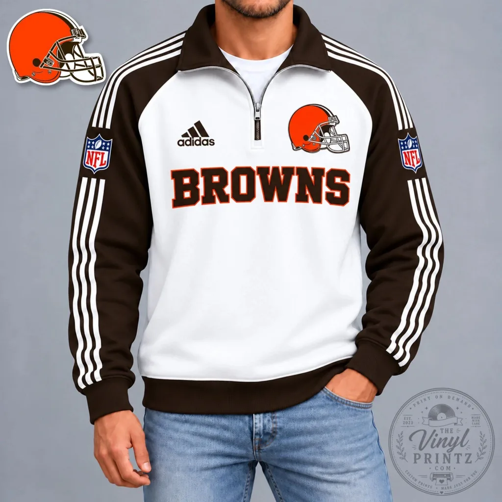 Cleveland Browns NFL Football Team Quarter Zip Pullover Sweatshirt 32 Cleveland Browns NFL Football Team Quarter Zip Pullover Sweatshirt