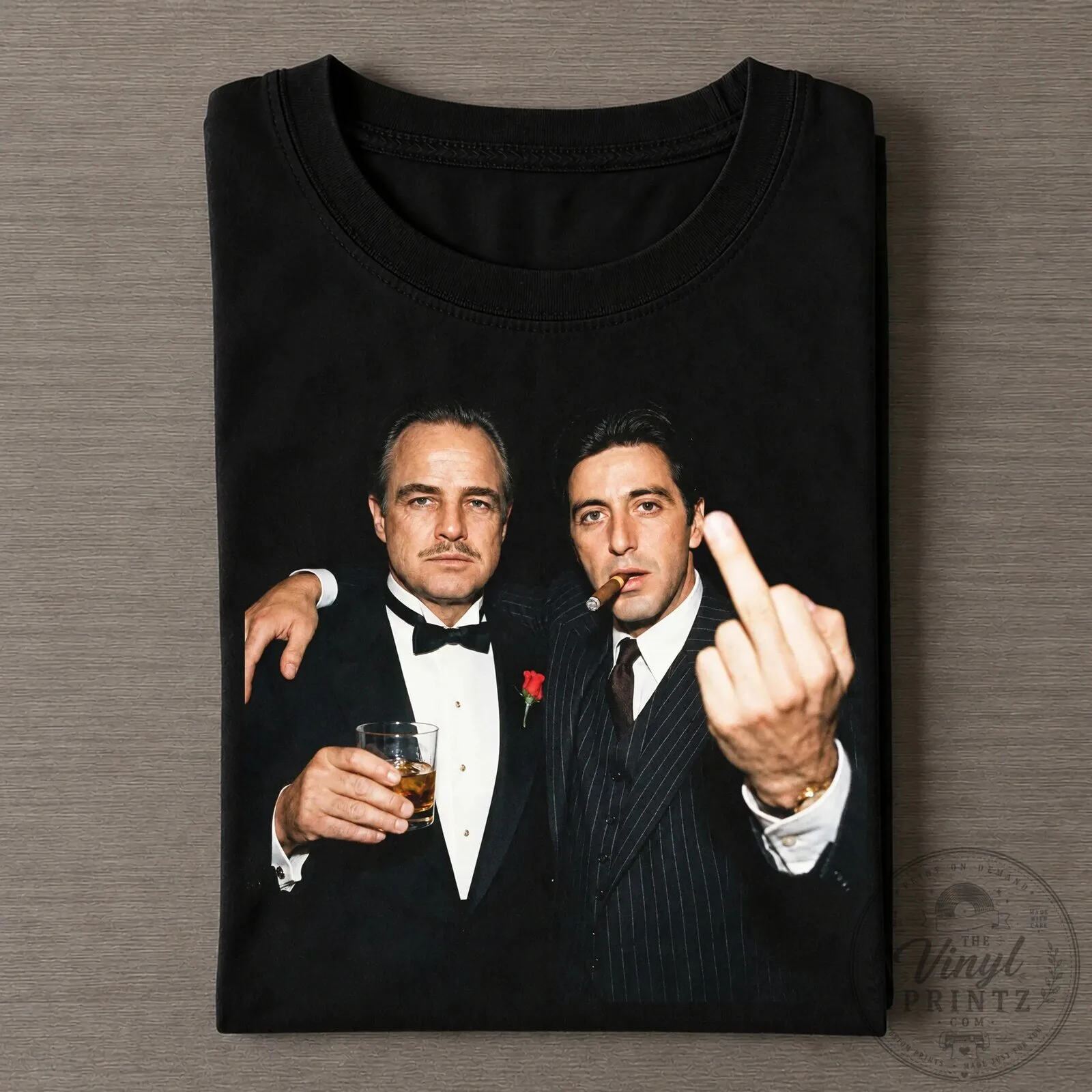 The Godfather Michael Corleone Middle Finger Vito Corleone Black T-Shirt