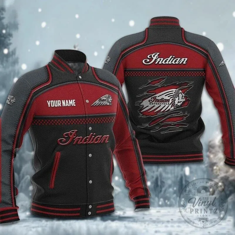 Indian Motorcycle Personalized Baseball Jacket for Men and Women