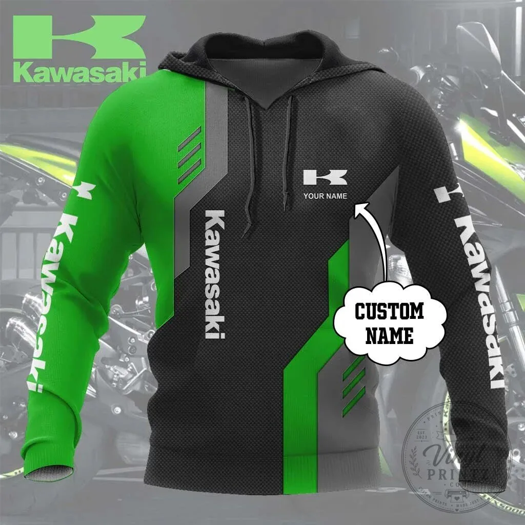 Personalized Kawasaki Motorcycle Racing Team Hoodie