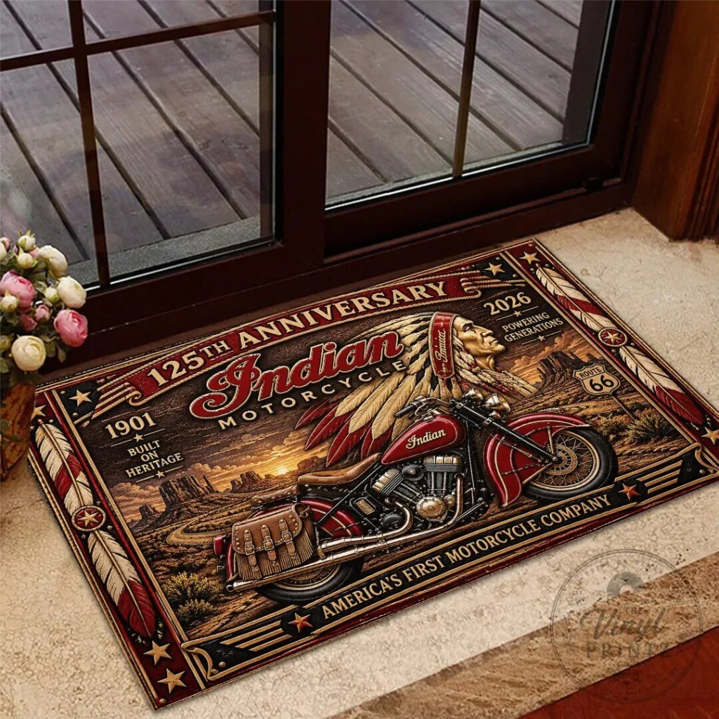Indian Motorcycle 125th Anniversary 2026 Route 66 Doormat 7 Indian Motorcycle 125th Anniversary 2026 Route 66 Doormat