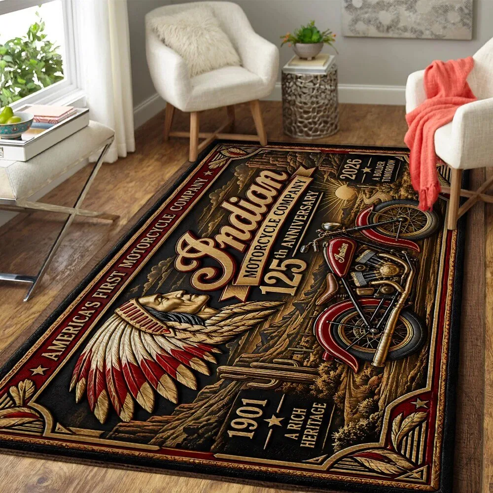 Indian Motorcycle Company 125th Anniversary Vintage Style Area Rug