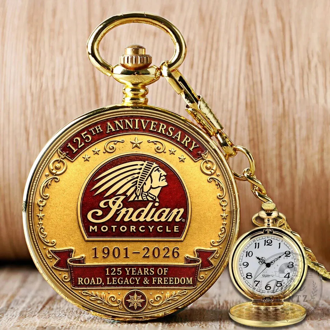 Gold Pocket Watch with Chain for Indian Motorcycle's 125th Anniversary