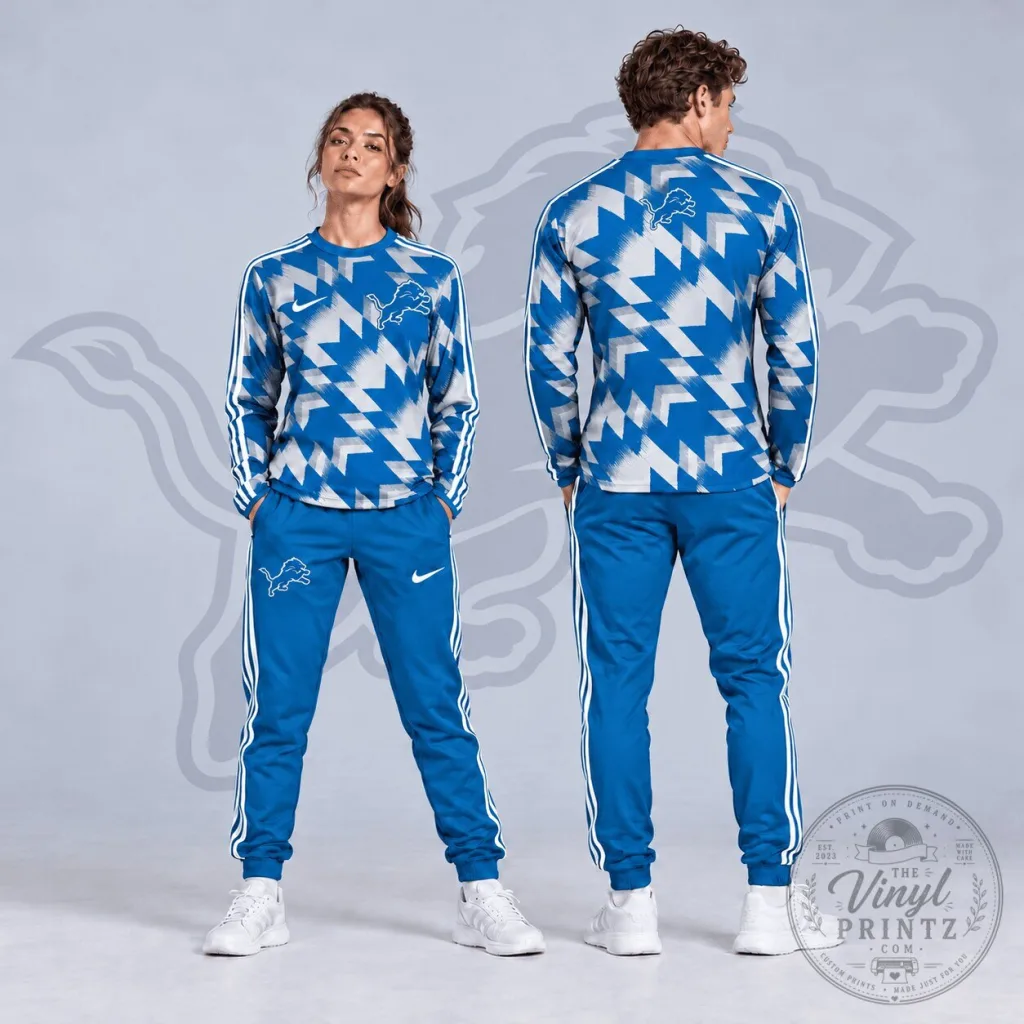 Detroit Lions Abstract Zigzag Camo Long Sleeve Crewneck Sweatshirt Detroit Lions Abstract Zigzag Camo Long Sleeve Crewneck Sweatshirt