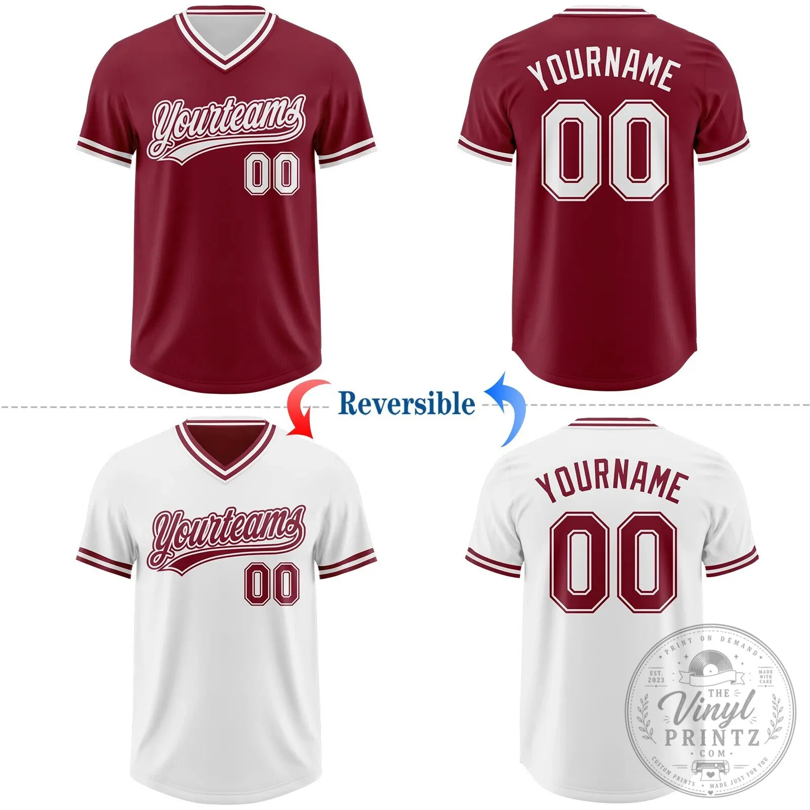 Custom Crimson White Reversible Pullover Baseball Jersey 10 Custom Crimson White Reversible Pullover Baseball Jersey