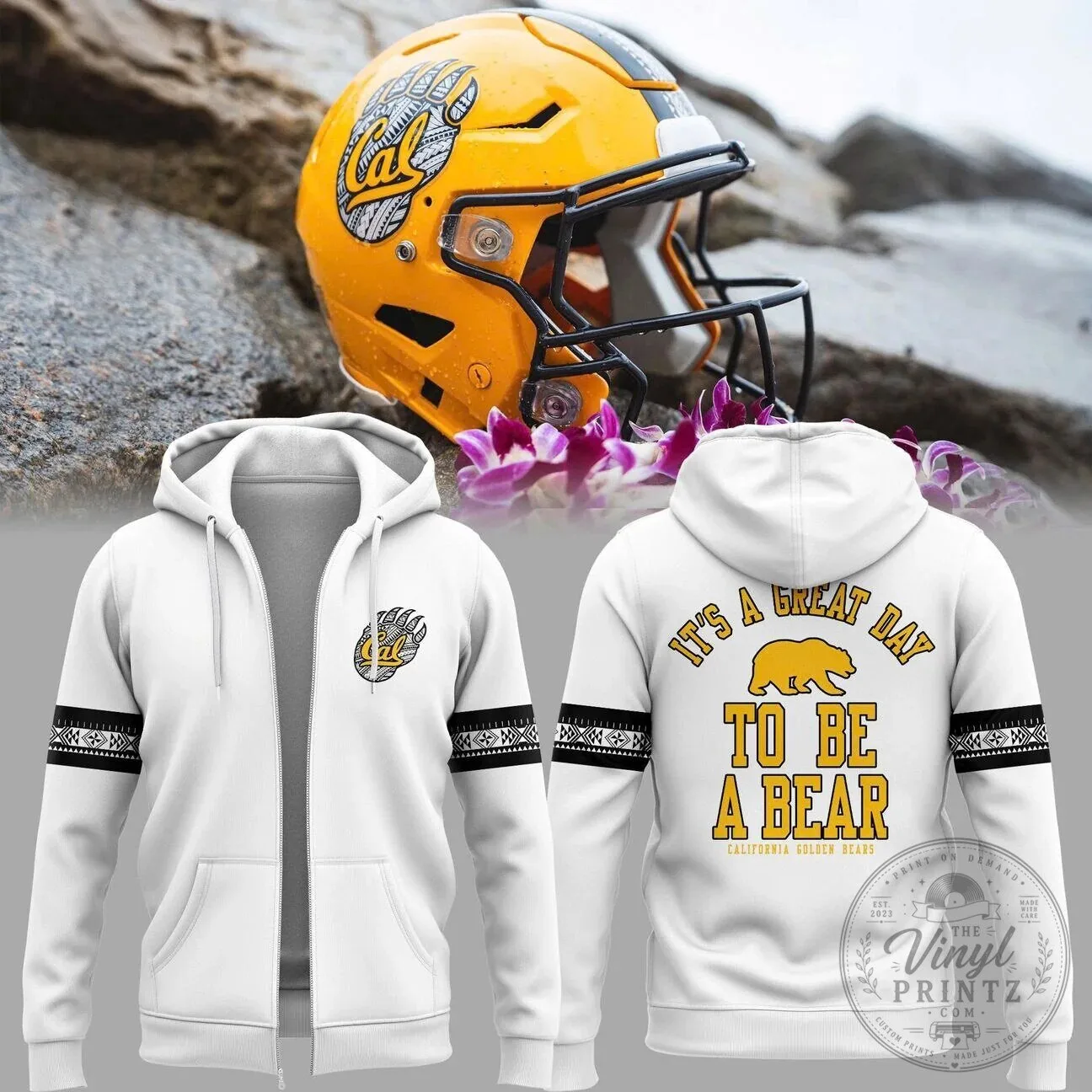 Cal Football Golden Bears White Full-Zip Hoodie for Men and Women