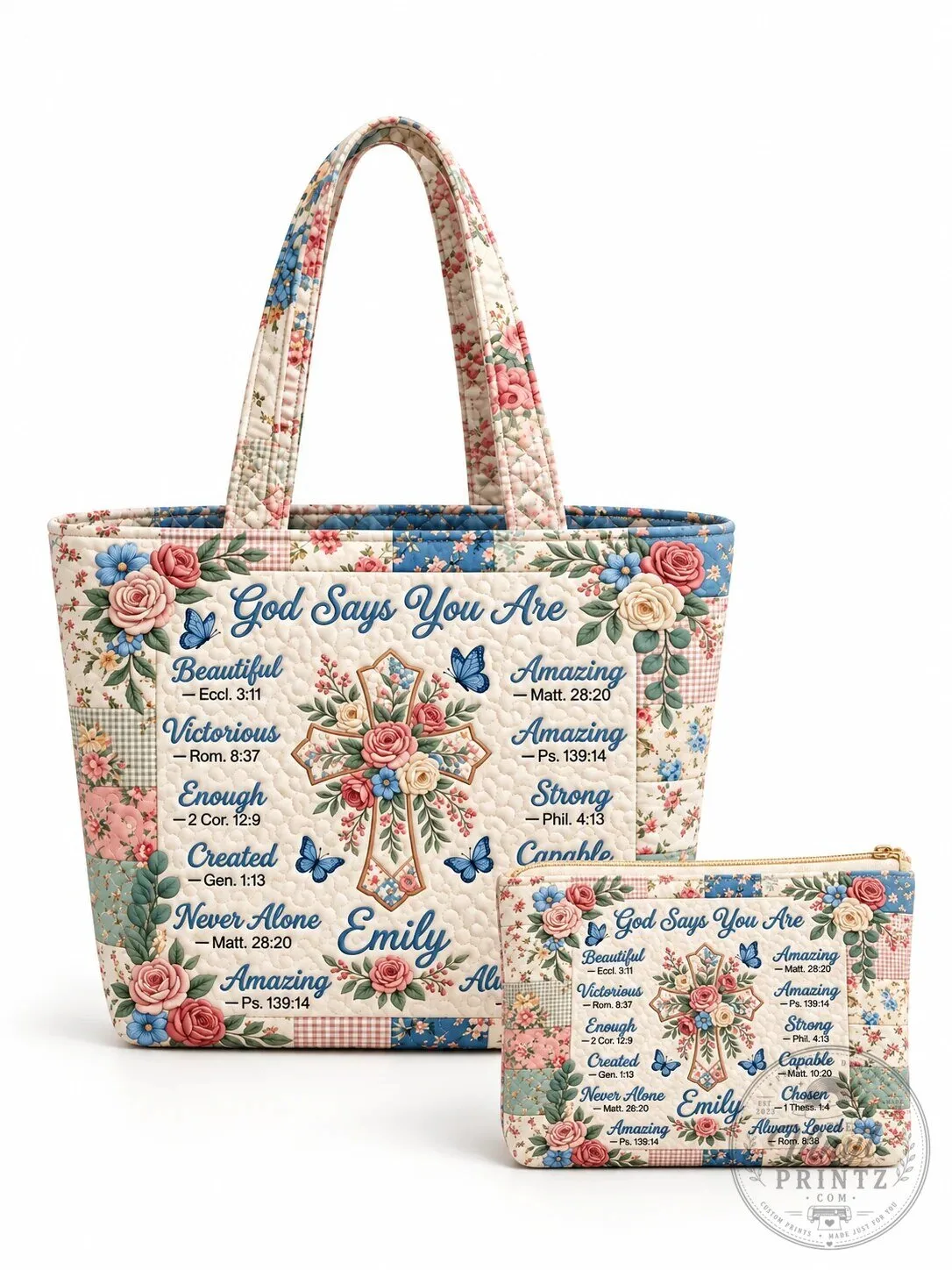 God Says You Are Personalized Bible Verse Christian Quilted Tote Bag 13 God Says You Are Personalized Bible Verse Christian Quilted Tote Bag