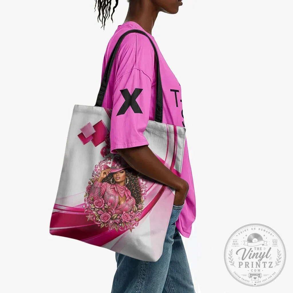 Western Wear Cowgirl Breast Cancer Awareness Pink Ribbon Tote Bag 9 Western Wear Cowgirl Breast Cancer Awareness Pink Ribbon Tote Bag